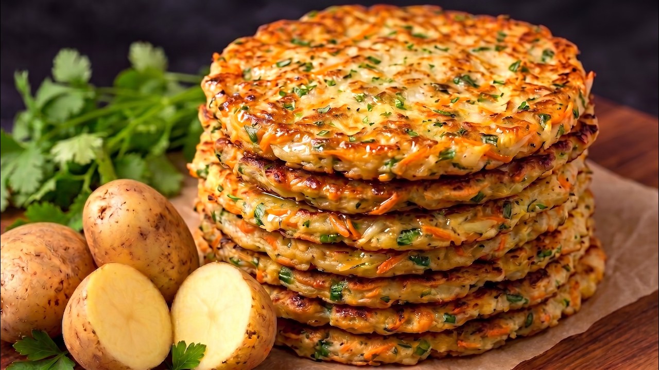 פנקייק תפוחי אדמה וירקות במחבת