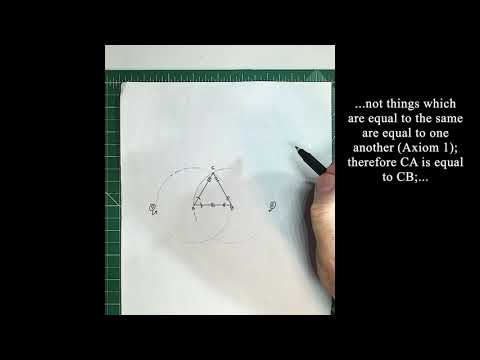 Euclid's Elements Book 1 - Proposition 1 - To describe an equilateral triangle, detailed.