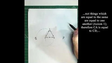 Euclid's Elements Book 1 - Proposition 1 - To describe an equilateral triangle, detailed.
