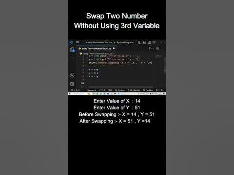Swap two numbers without using 3rd variable in python - YouTube