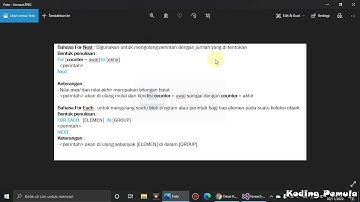 VISUAL STUDIO DASAR : Bahasa For Next, For Each