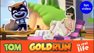 Talking Tom Gold Run in Real Life 2| Catch the Raccoon| Kids Skit