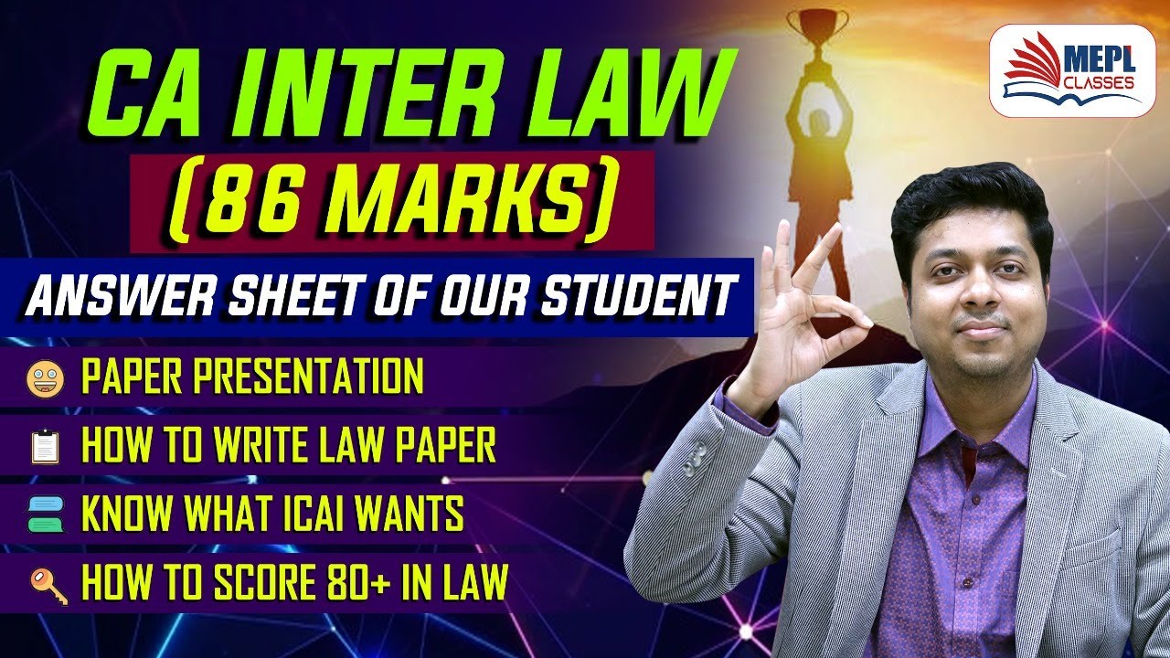 CA Inter Law Answer Sheet of Student (86 MARKS) | Mohit Agarwal | MEPL