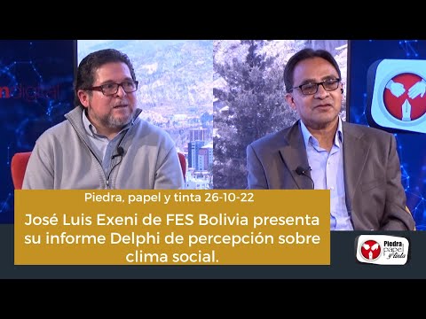 José Luis Exeni de FES Bolivia presenta su informe Delphi de percepción sobre clima social.