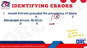 IDENTIFYING ERROR / CIVIL SERVICE EXAM REVIEW / ENGLISH TOPICS TO REVIEW