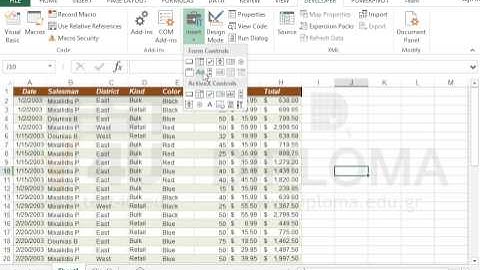 Insert a label form control in sheet Sheet1 , with text Sales