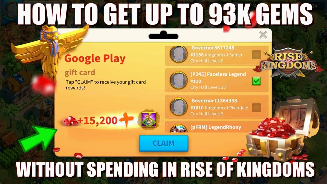 How To Get Up To 93 000 Gems Without Spending In Rise Of Kingdoms Youtube
