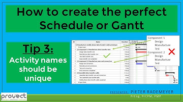 Tip 3: An activity (task) name should be unique in a project management schedule, programme or Gantt