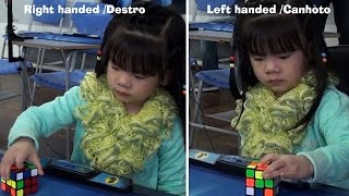 3 years old girl solves Rubik&#39;s cube  one-handed