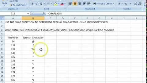 00077 - How To Use The CHAR Function To Determine Special Characters Using Microsoft Excel