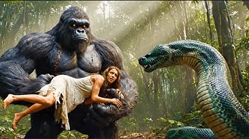 King Kong Fights Giant Python to Rescue the Girl | Epic Cinematic Battle