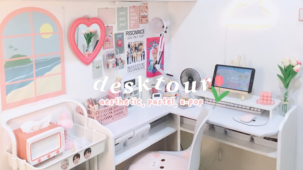 desk tour 🍡 | aesthetic, organized, k-pop + pastel (2021) YouTube