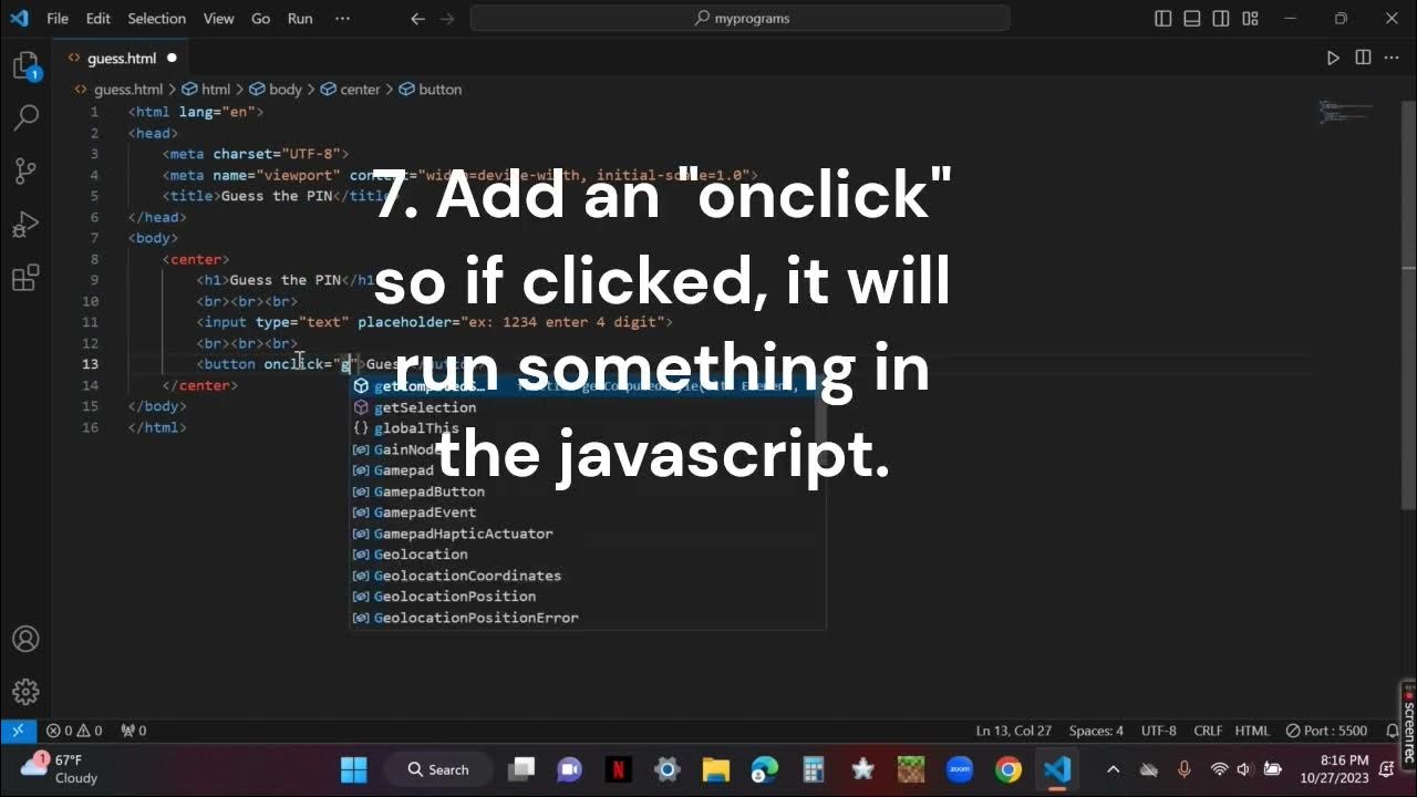 How to make a "Guess the PIN" Game in HTML, JavaScript! - YouTube
