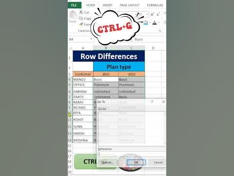 How to Compare Two Rows in Excel and Find the Differences: Using ROW ...