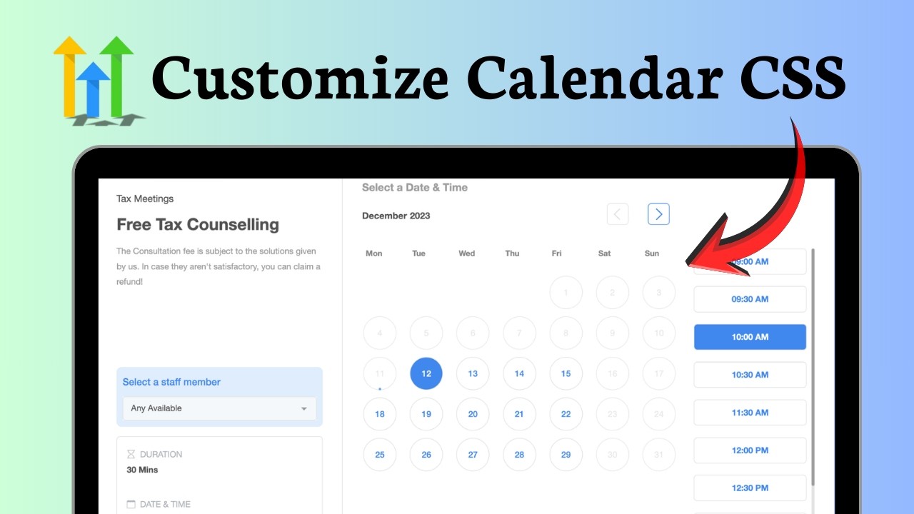 How to customize GoHighLevel calendar CSS (Instant Design) - YouTube