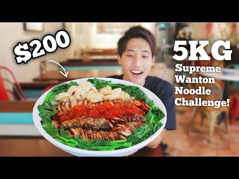 $200 SUPREME Truffle Wonton Noodle Challenge!   BIGGEST Bowl of Wanton Noodle with Golden Charsiew