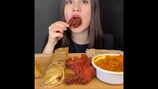 ASMR INDIAN FOOD MUKBANG | EATING PARATHA ROLL, CHICKEN LOLLIPOP, SAMOSA, PANEER MASALA screenshot 5