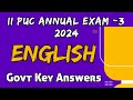 2nd PUC 2024 EXAM-3 || English || Govt Key Answers