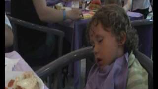 Sam falls asleep at the dinner table