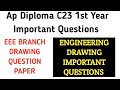 ap diploma C23 1st year engineering drawing important questions| ed important questions to pass|