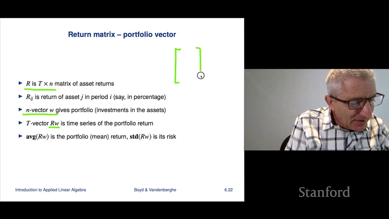Stanford ENGR108: Introduction to Applied Linear Algebra | 2020 | Lecture 19-VMLS matrix vector  ex.