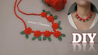 Easy Flower Garded🌼Jewellery Making At Home/Easy Rhododendron Necklace Making/Easy Beading Tutorial.