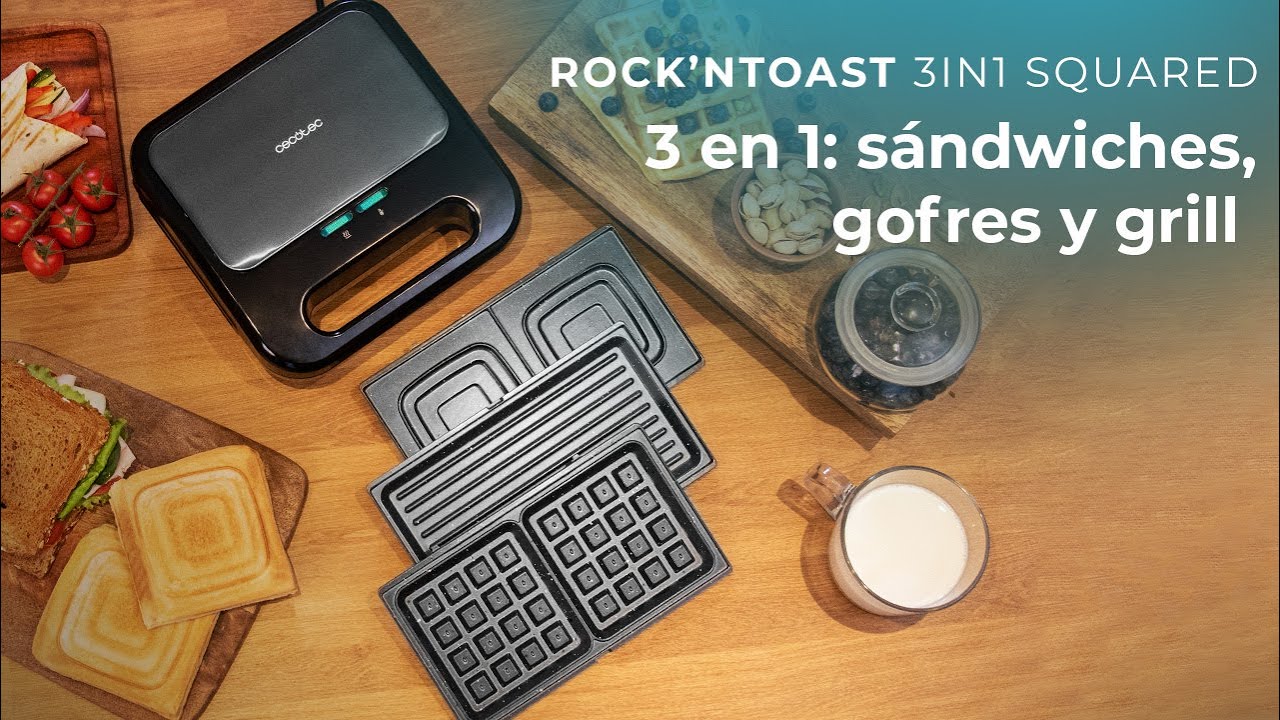 Sandwichera Rock’nToast 3in1 Square de 2 sándwiches con acabados en acero inoxidable