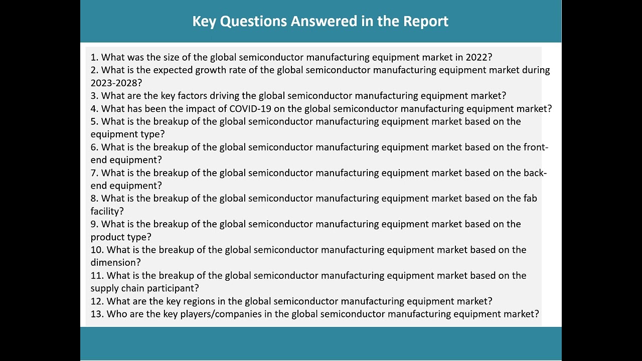 Global Semiconductor Manufacturing Equipment Market Size 2023-2028