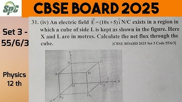 Q31 An electric field vector E = ( 10 x + 5 ) i cap N/C exists in a region in which a cube of side L
