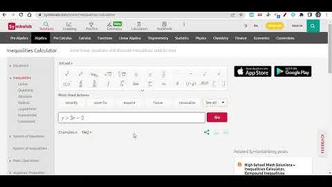 Finding Inequality Values using Symbolab Tutorial Video