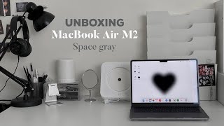 Unboxing📦 💻 MacBook Air M2 Space gray , setup, customize wallpapers & folders