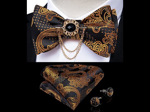 Мужской комплект из галстука бабочки и запонок- 100% шелка купить с Aliexpress