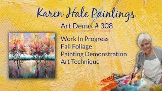Fall Foliage Acrylic Painting, Art Technique, Trees, Landscape, Demo #308