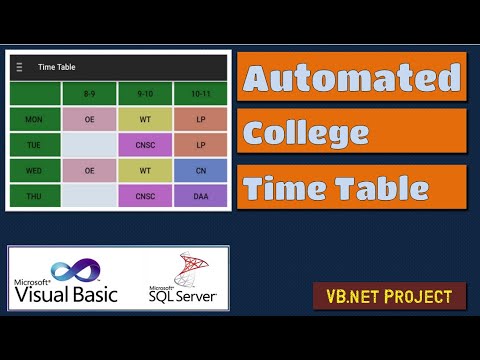 Automated Time Table Generator for college vb.net project with SQL server database | VB185 #highblix