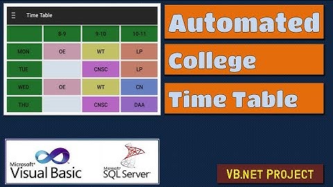 Automated Time Table Generator for college vb.net project with SQL server database | VB185 #highblix