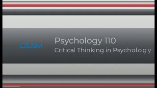 Psyc 110 Critical Thinking -  Introduction