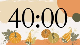 40 Minute Fun Fall Pumpkin Classroom Timer (No Music, Warm Piano Tones at End)