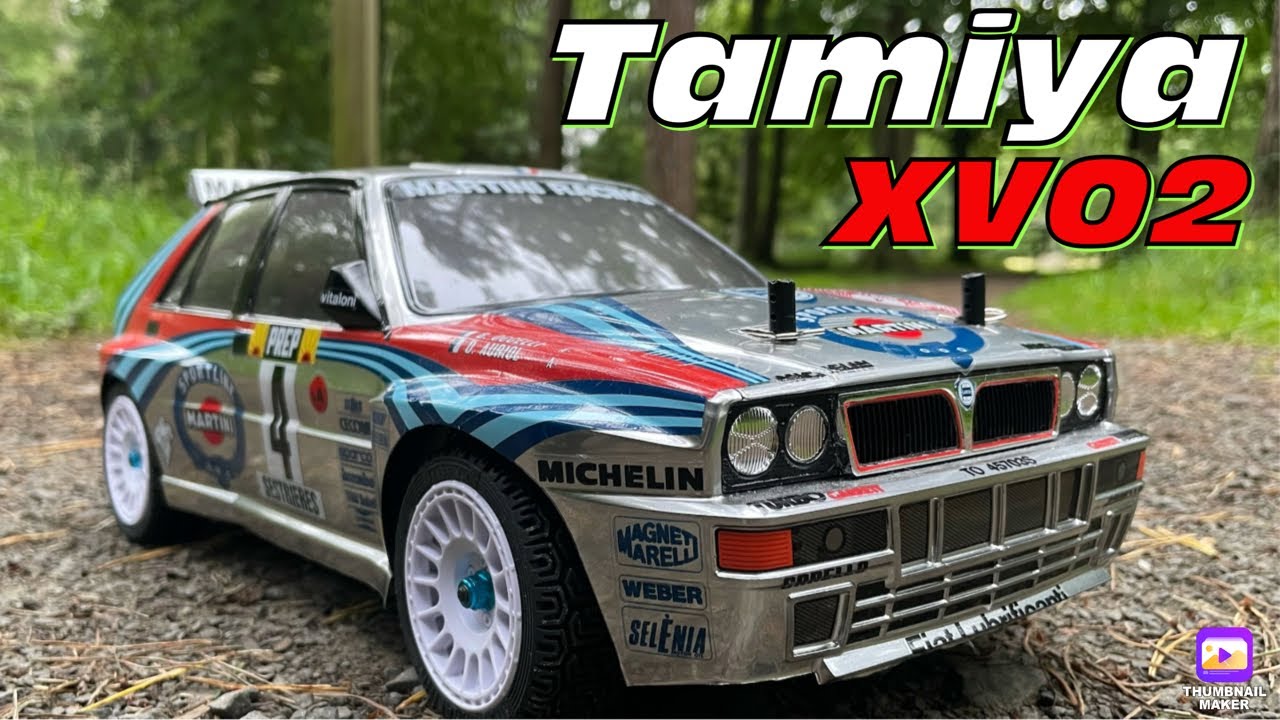 Tamiya XV02 Lancia Delta RC Rally car 🏁🏁 WRC First run 🏁 Forest laps 