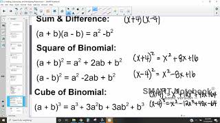 Special Product Patterns Binomials