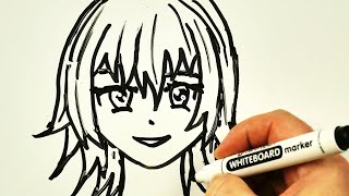 How to Draw Anime Girl Face Easy | Drawing on a Whiteboard