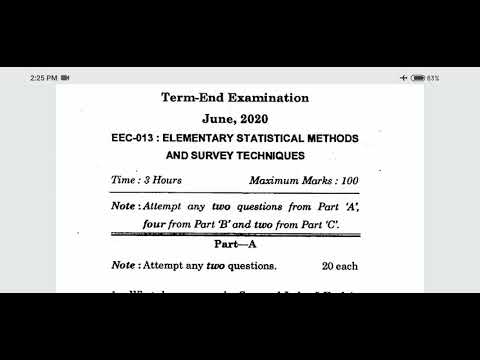 IGNOU EEC-013 ELEMENTARY STATISTICAL METHODS AND SURVEY TECHNIQUES, B.A ECO. QP 2020 (ENGLISH/HINDI)