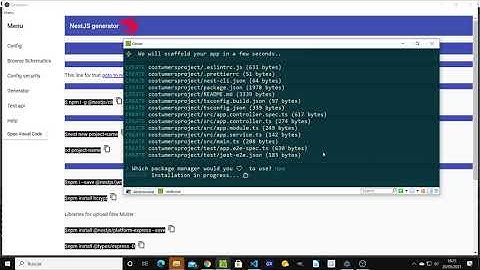 Nestjs generator create your nestjs project and install libraries.