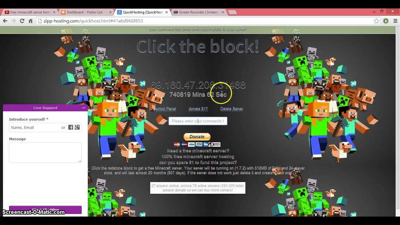 free minecraft server hosting (1.7.4 and 24 slots) - YouTube