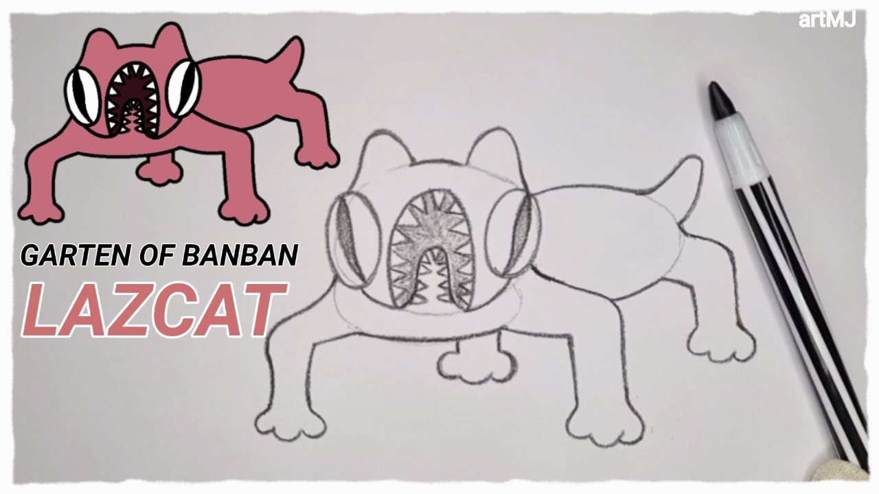 [반반의 유치원 챕터3] 라즈캣 그리기 | How to Draw LAZCAT GARTEN OF BANBAN 3 - YouTube