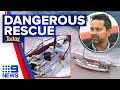 Trio rescued after severe weather capsizes yacht off coast in WA | 9 News Australia