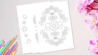 Simple Floral Coloring Pages Simple Coloring for Adults Easy Difficulty Level Printable Digital Fi