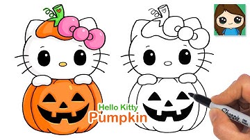 How to Draw Hello Kitty Pumpkin Halloween 🎃