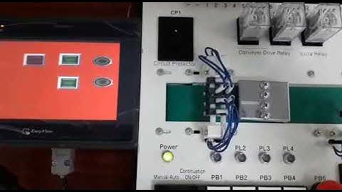 Motor forward-reverse using PLC and HMI with Interlocking
