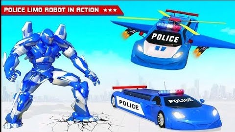 Flying Limo Police Helicopter || Robot Lion Car Transformation || Chari Games