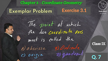 Q.7 | Ex. 3.1 | Exemplar Class IX | The point at which the two coordinate axes meet is called the